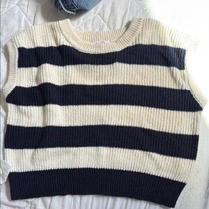 Double Zero Black and Cream Crew Neck Sweater